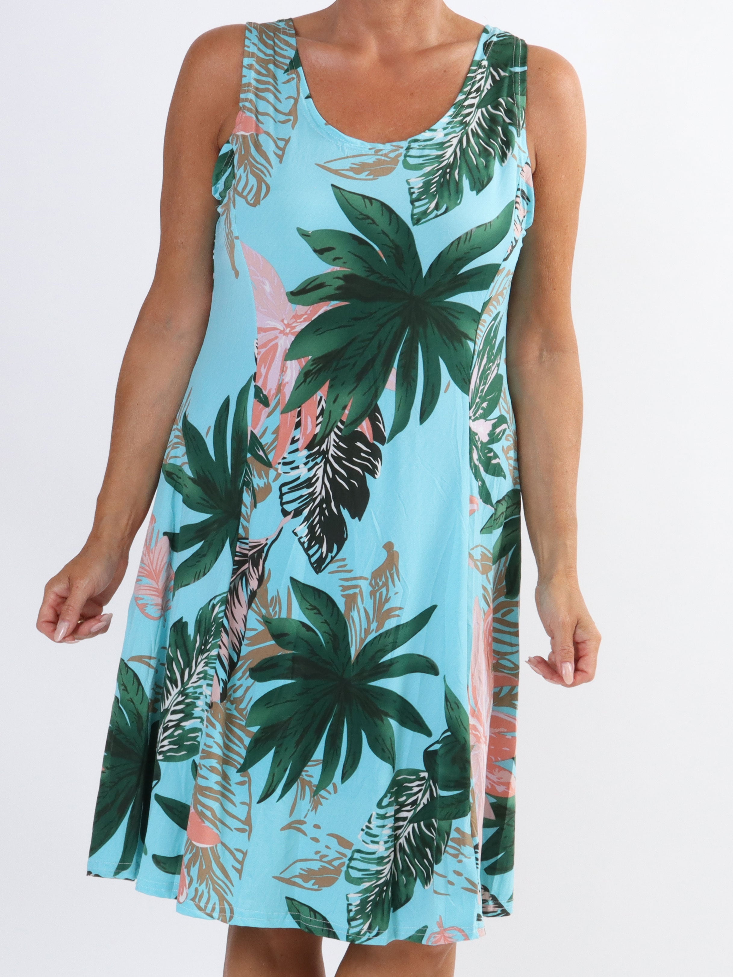 Maj Tropical - Sød elastisk plus size sommerkjole med blomster